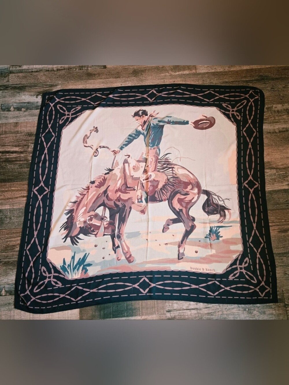 DDR * FOR COLLECTORS* Artist Till Goodan's  Western Rodeo Horseman  Scarf /Wrap